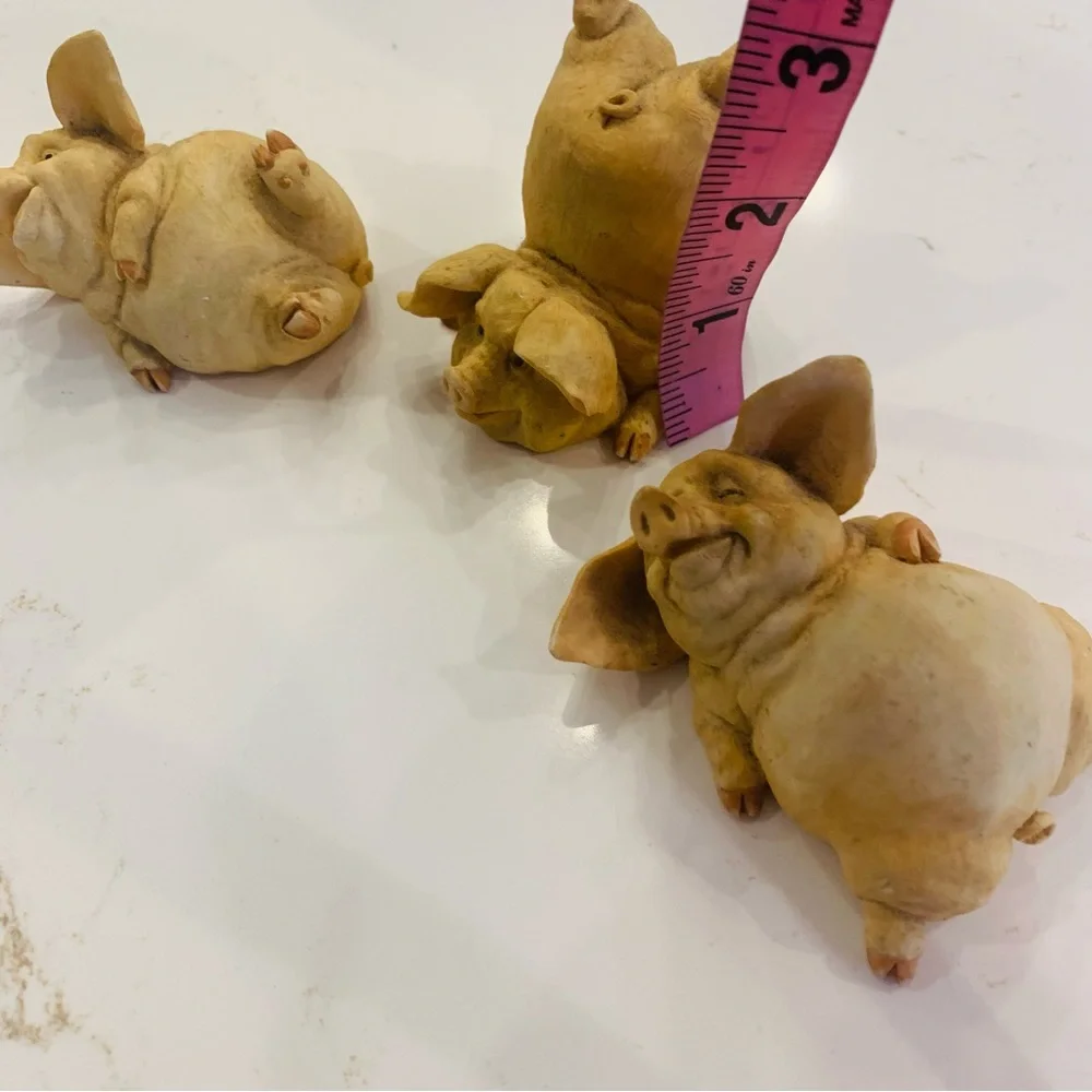 Vintage Set Of Three Little Pigs Ceramic 2001 By Home Interiors No Flaws 3x2 in - Picture 6 of 12